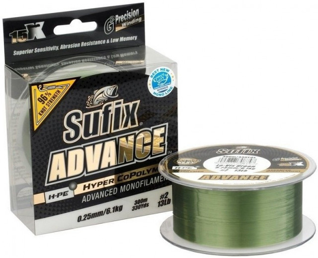 Fir Sufix Advance HMPE Hyper CoPolymer, Lo-Vis Green, 300m (Diametru fir: 0.20 mm)