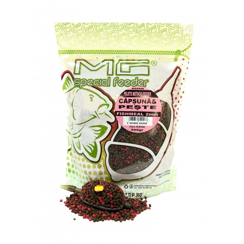 Pelete Feeder MG Carp, 2mm, 500g (Aroma: Capsuna-Peste)