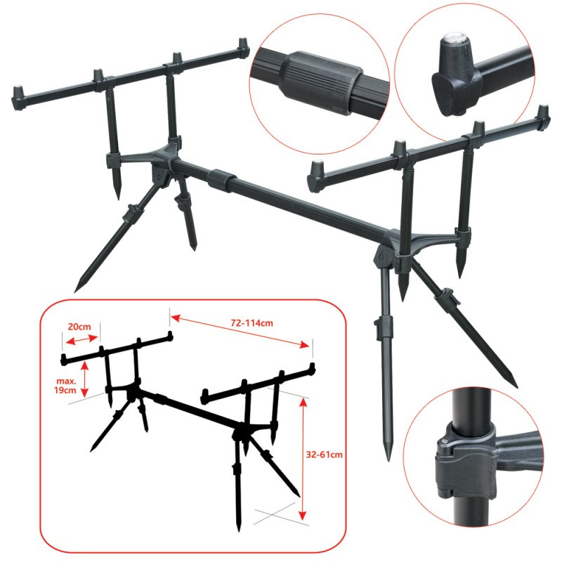 Rod Pod 4 lansete aluminiu Baracuda RP05A - 1 | YEO