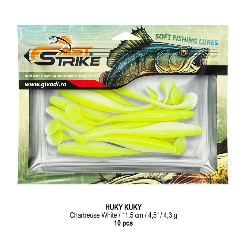 Shad Fast Strike Huky Kuky, Chartreuse White, 11.5cm, 4.3g, 10buc/plic - 2 | YEO