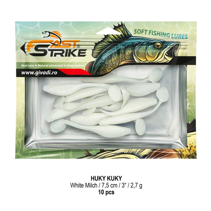 Shad Fast Strike Huky Kuky, White Milch, 7.5cm, 2.7g, 10buc/plic - 2 | YEO