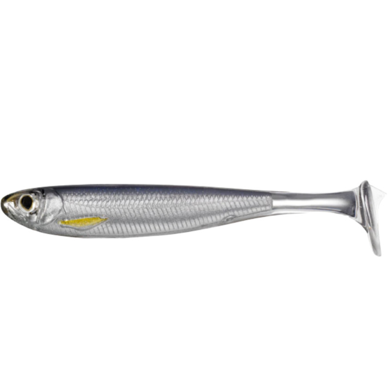 Shad Livetarget Slowroll Shiner Paddle Tail, culoare Silver-Smoke, 12.5cm, 3buc