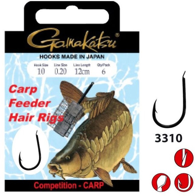 Carlige Legate Gamakatsu Carp Hair 3310B (Marime Carlige: Nr. 12)