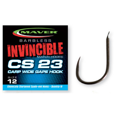 Carlige Maver Invincible CS23 Carp Wide Gape, 10bc (Marime Carlige: Nr. 14)