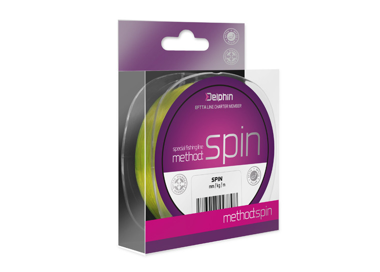 Fir Monofilament Delphin FIN Method SPIN Inflexibile, Galben Fluo, 150m (Diametru fir: 0.14 mm)