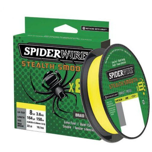 Fir textil Berkley Spiderwire Stealth Smooth 8x, galben, 150m (Diametru fir: 0.19 mm)