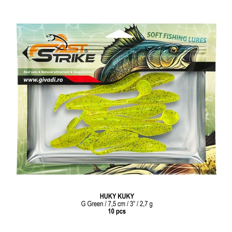 Shad Fast Strike Huky Kuky, G Green, 7.5cm, 2.7g, 10buc/plic - 2 | YEO