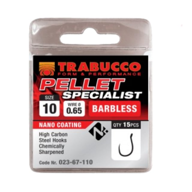 Carlige Trabucco Pellet Specialist, Barbless, 15 buc (Marime Carlige: Nr. 12)