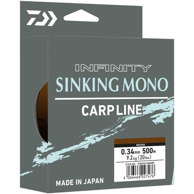 Fir Monofilament Daiwa Infinity Sinking Carp Line, Brown (Diametru fir: 0.37 mm)