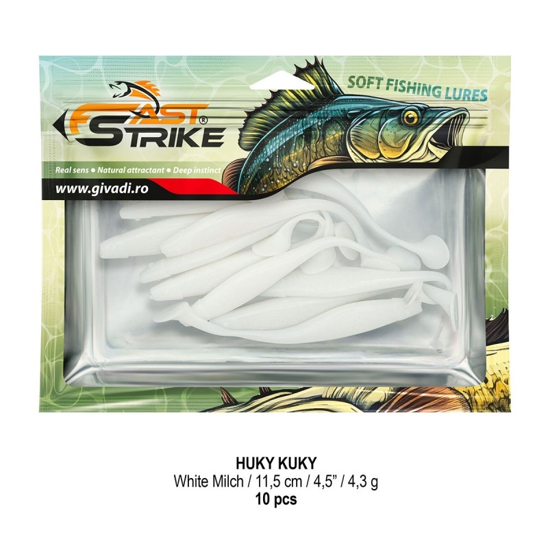 Shad Fast Strike Huky Kuky, White Milch, 11.5cm, 4.3g, 10buc/plic - 2 | YEO