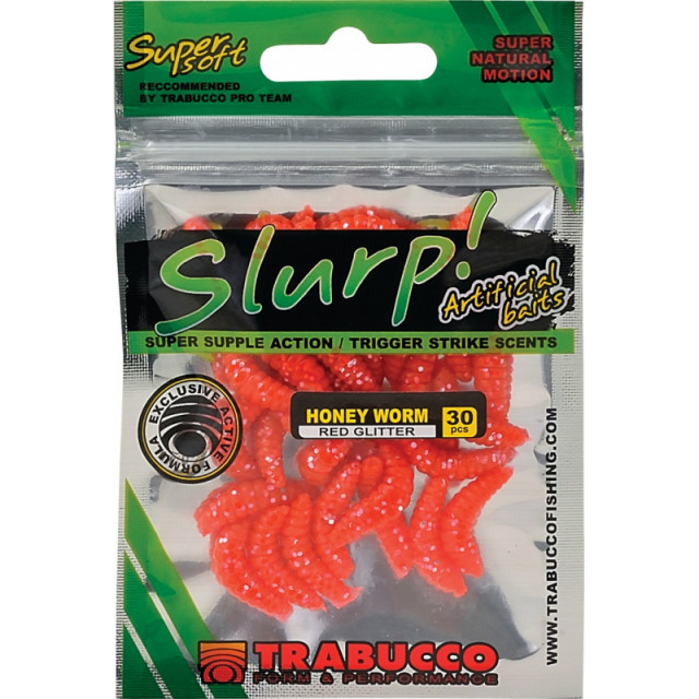 Vierme artificial Trabucco Slurp Bait, Red, 2cm, 30 buc