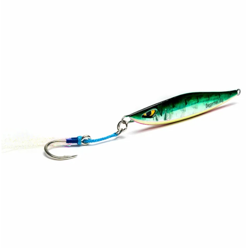 Vobler Pilker Mustad Jig Daggerman, Green Mackerel, 20cm, 100g