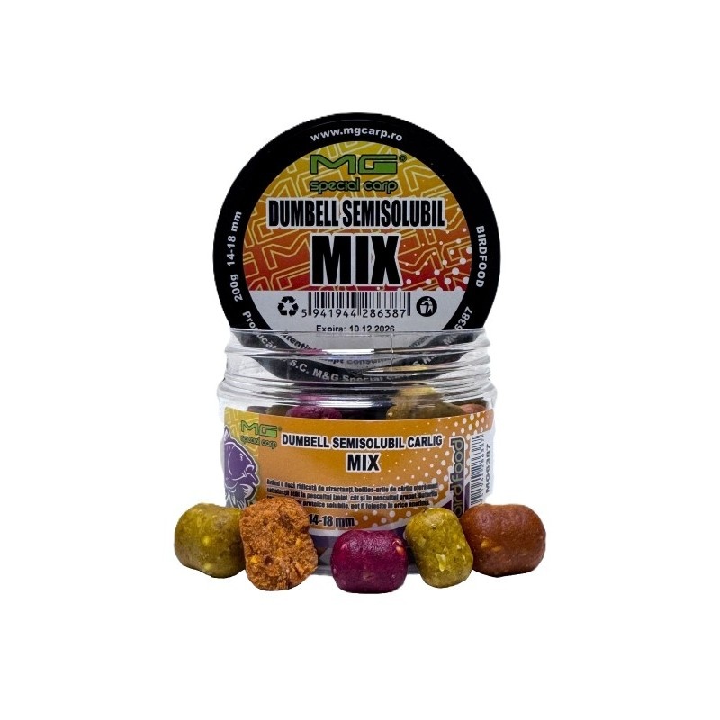 Boilies Mg Special Carp Dumbell Semisolubil Mix 14-18mm, 200g