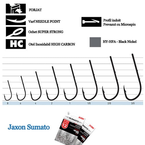 Carlige Jaxon Sumato Baitholder HFA, Black Nickel, 10buc/plic (Marime Carlige: Nr. 4) - 1 | YEO