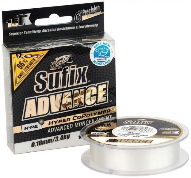 Fir Sufix Advance HMPE Hyper CoPolymer, transparent, 150m (Diametru fir: 0.16 mm)