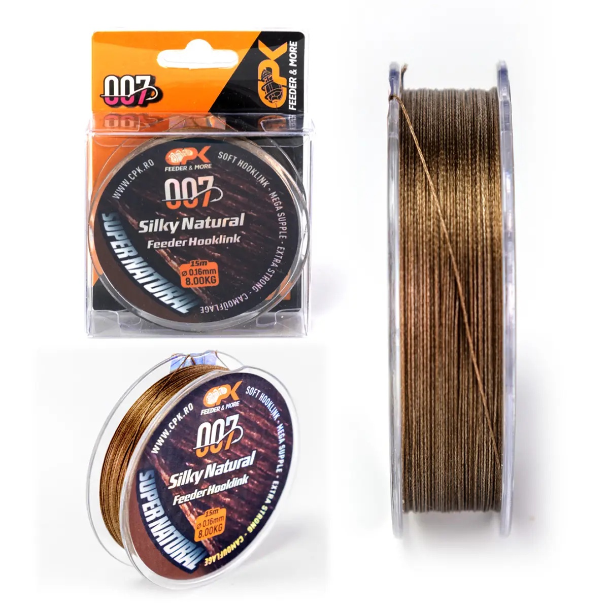 Fir Textil CPK Silky Natural Feeder Hooklink, Brown, 15m (Diametru fir: 0.14 mm)