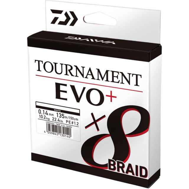 Fir textil Daiwa Tournament X8 BRAID EVO+, alb, 135m (Diametru fir: 0.14 mm) - 1 | YEO