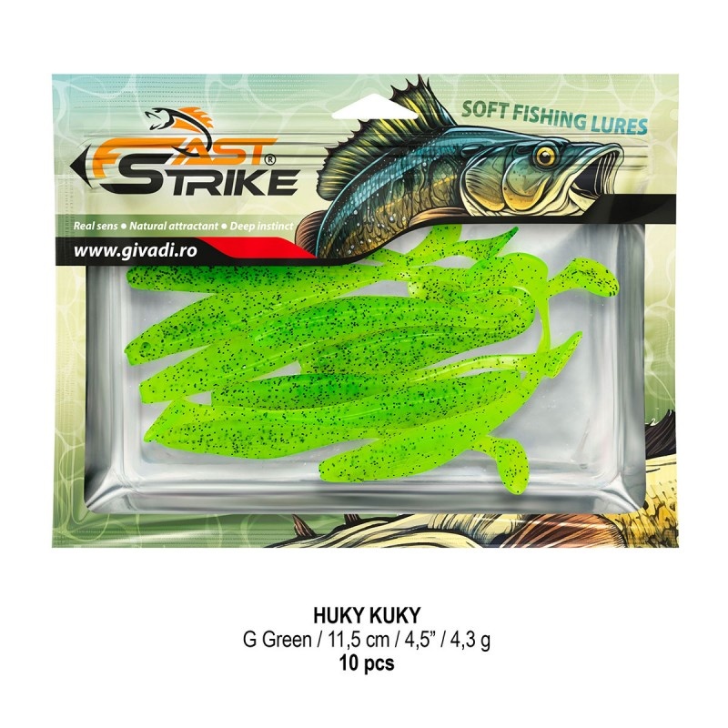 Shad Fast Strike Huky Kuky, G Green, 11.5cm, 4.3g, 10buc/plic - 2 | YEO