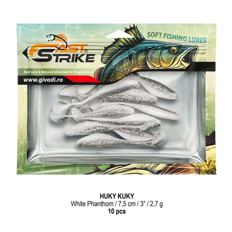 Shad Fast Strike Huky Kuky, White Phantom, 7.5cm, 2.7g, 10buc/plic - 2 | YEO