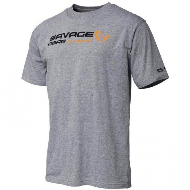 Tricou Savage Gear Signature Logo Gray Melange (Marime: L)