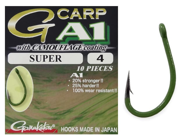 Carlige crap A1 G-CARP Green SUPER 10buc/plic Gamakatsu (Marime Carlige: Nr. 8) - 2 | YEO