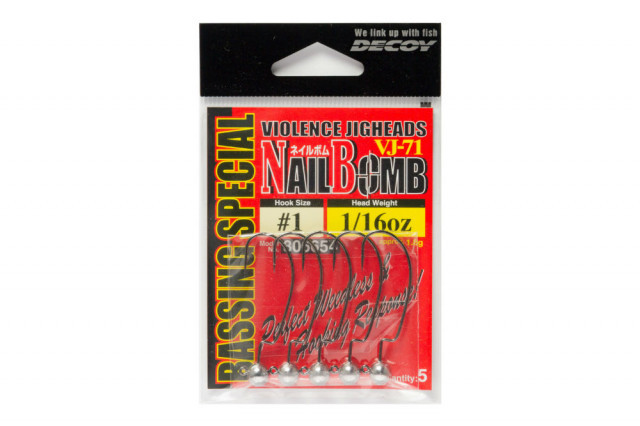 Carlige Decoy Jig Vj-71 Nail Bomb, Nr. 1/0 (Marime Carlige: Nr. 1/0, Greutate jig: 1.8 g)