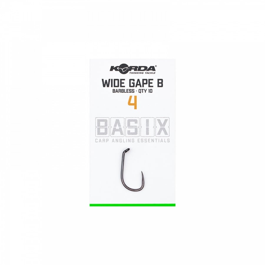 Carlige Korda Basix Wide Gape Hooks, Barbless, 10buc/plic (Marime Carlige: Nr. 4) - 1 | YEO