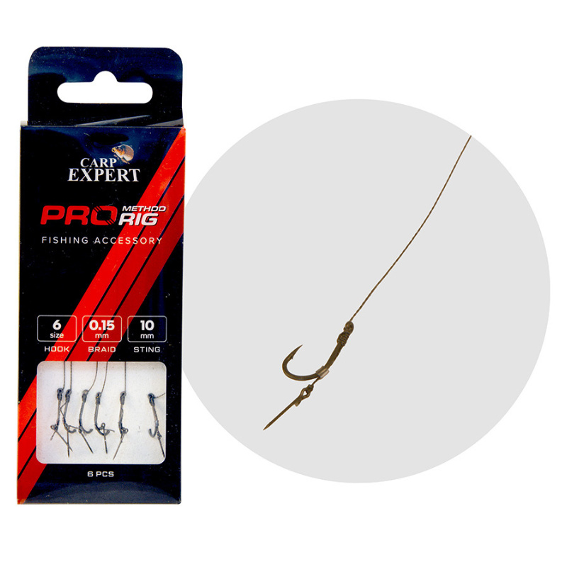 Carlige Legate Carp Expert Pro Method Feeder Hair Rig, spin 7mm, 6buc/plic (Marime Carlige: Nr. 10)