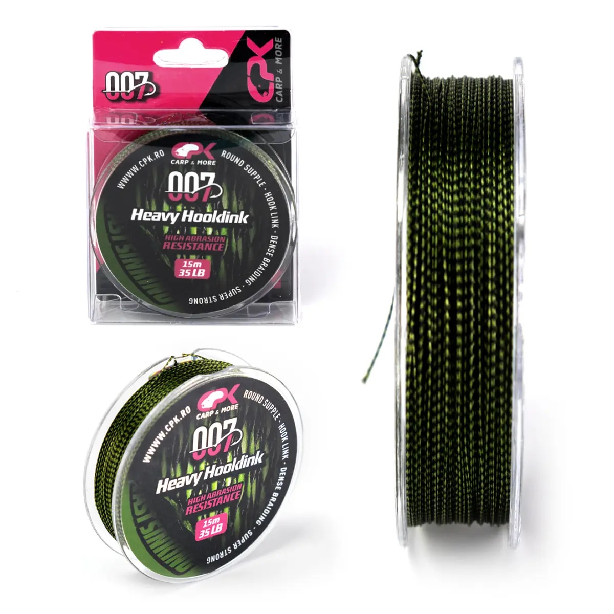 Fir Textil CPK Heavy Hooklink, Green, 15m (Rezistenta fir: 15 lbs)