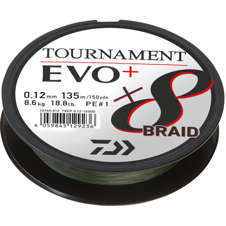 Fir Textil Daiwa Tournament 8X Braid Evo+, Culoare Dark Green, 135m (Diametru fir: 0.14 mm)