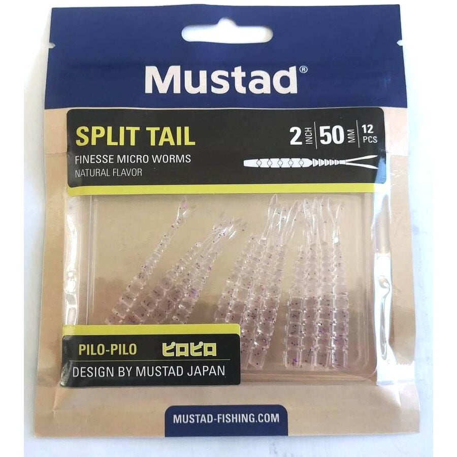 Grub Mustad Aji Split Tail, 5cm, Clear Purple Glitter, 12buc/plic - 1 | YEO