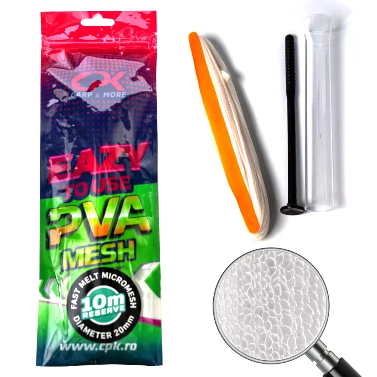 Kit Plasa Solubila CPK Fast Melt PVA cu Tub si Presa, 10m (Diametru: 25mm)