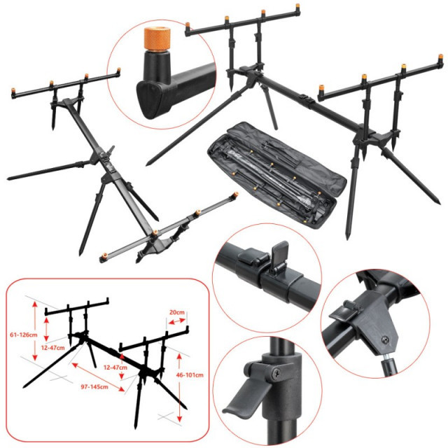 Rod Pod 4 lansete aluminiu Baracuda RP 10 - 1 | YEO