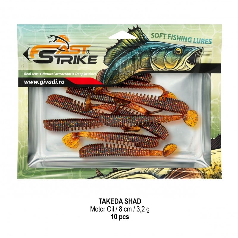 Shad Fast Strike Takeda, Culoare 22 Motor Oil, 8cm, 3.2g, 10buc/plic - 2 | YEO