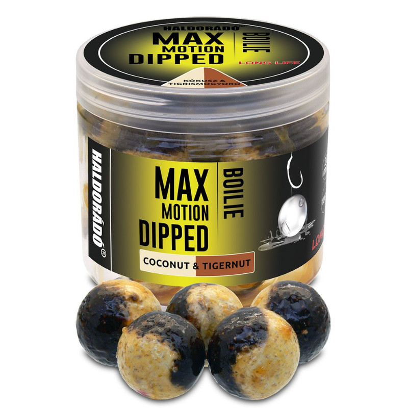 Boilies Haldorado Max Motion Boilie Dipped, 20mm, 100g (Aroma: Ficat Rosu Condimentat)