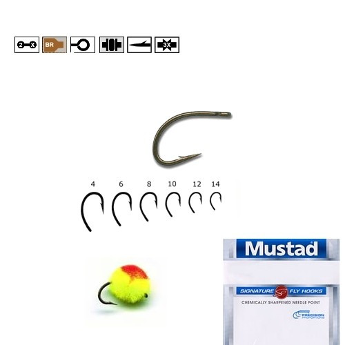 Carlig BR.forjat EGG CADDIS pentru musca Mustad (Marime: 12)