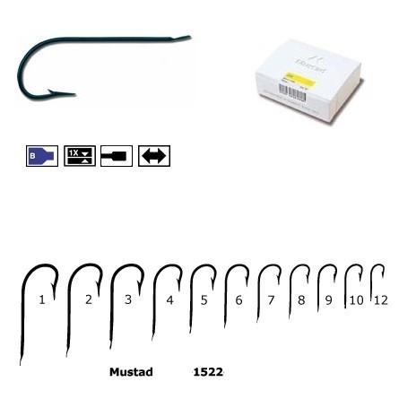 Carlig Mustad M1522 Bleu cu Tija Lunga, 100buc/cutie (Marime Carlige: Nr. 10) - 1 | YEO