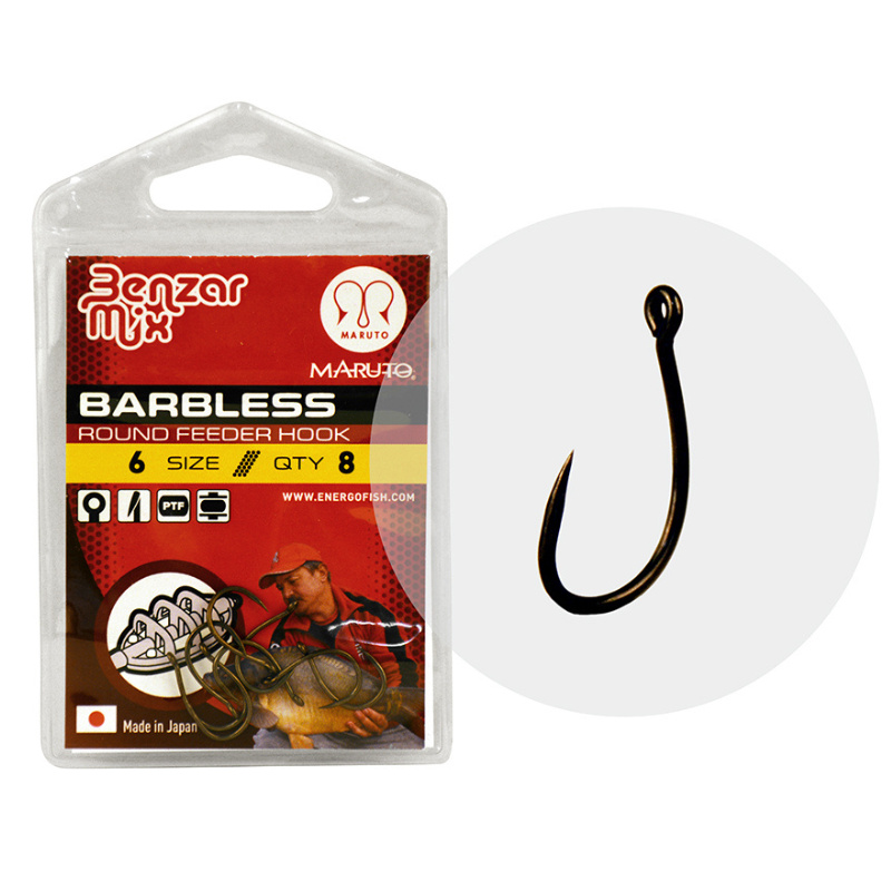 Carlige Benzar Round Feeder Barbless, 8buc/plic (Marime Carlige: Nr. 10)