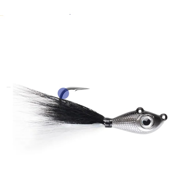 Jig Mustad Big Eye Bucktail Black Silver/BW, Culoare Silver Crystal Flash, 14g