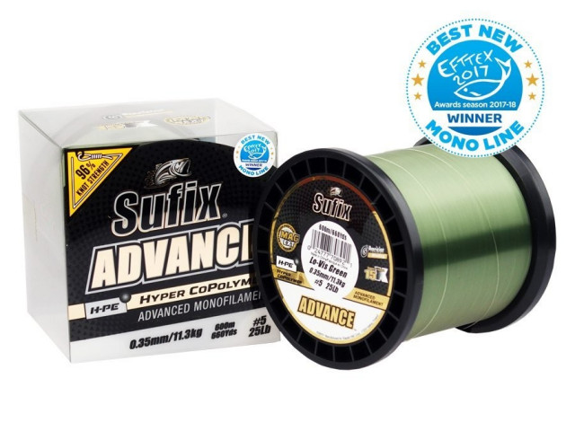 Fir Sufix Advance HMPE Hyper CoPolymer, Lo-Vis Green, 720-1000m (Diametru fir: 0.35 mm)