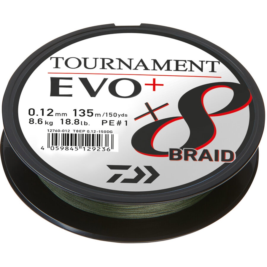 Fir Textil Daiwa Tournament 8X Braid Evo+, Culoare Dark Green, 270m (Diametru fir: 0.16 mm)