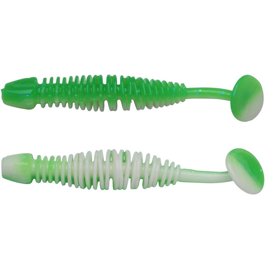 Grub Berkley PowerBait Power Leech, Spring Green/White, 5 cm, 12 buc/plic