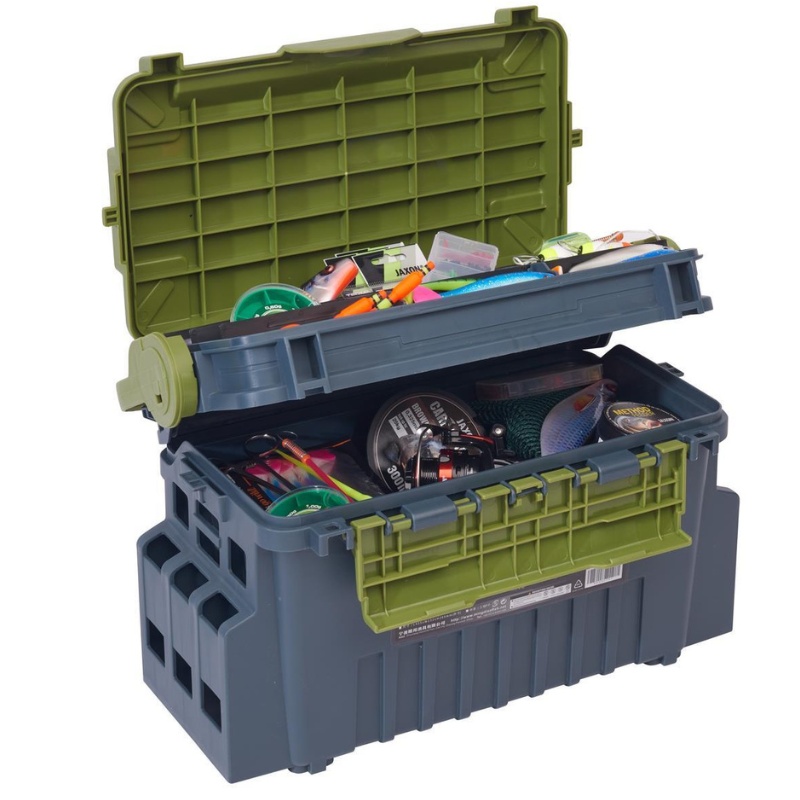 Valigeta Jaxon S-Line Tackle Box, Dark Camo, 43x24x28cm