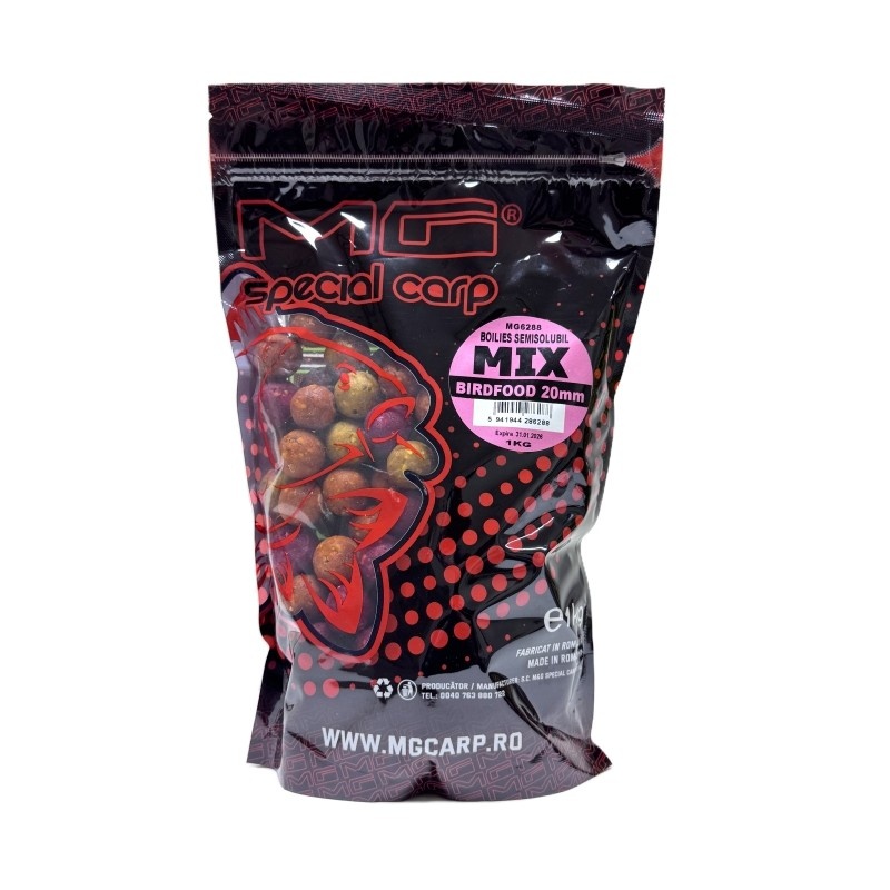 Boilies Mg Special Carp Semisolubil Mix Birdfood 20mm, 1kg