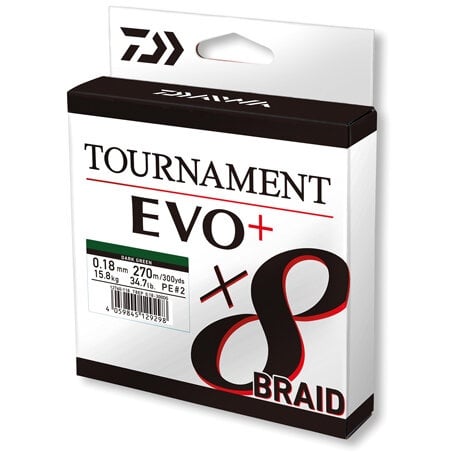 Fir Textil Daiwa Tournament 8X Braid Evo+, Culoare Dark Green, 270m (Diametru fir: 0.18 mm) - 1 | YEO