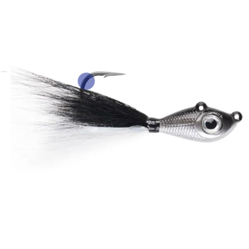 Jig Mustad Big Eye Bucktail Black Silver/BW, Culoare Silver Crystal Flash, 3.5g