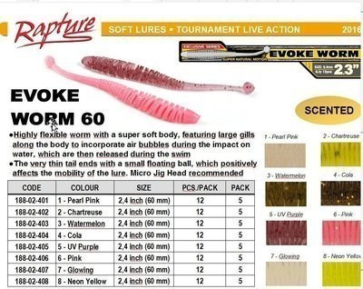 Naluca Evoke Worm Pearl PinK 6cm, 12buc/plic Rapture - 3 | YEO