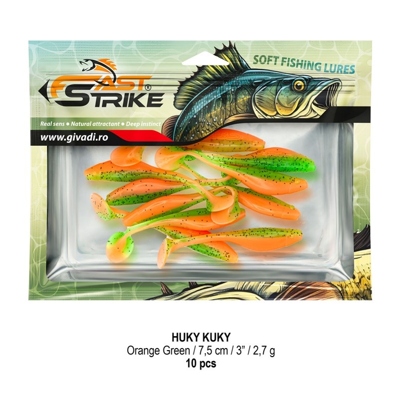 Shad Fast Strike Huky Kuky, Orange Green, 7.5cm, 2.7g, 10buc/plic - 2 | YEO