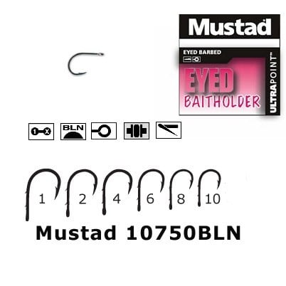 Carlig negru nichel forjat / 2 spini / 10 buc/plic MUSTAD (Marime Carlige: Nr. 1)