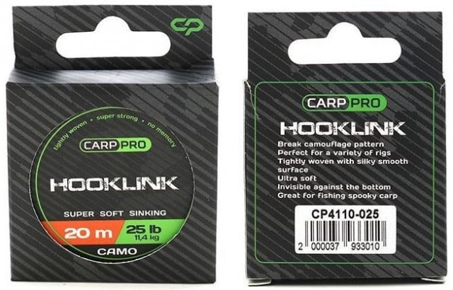 Fir Textil Carp Pro Hooklink Super Soft Sinking, camuflaj, 20m (Rezistenta fir: 25 lbs) - 1 | YEO